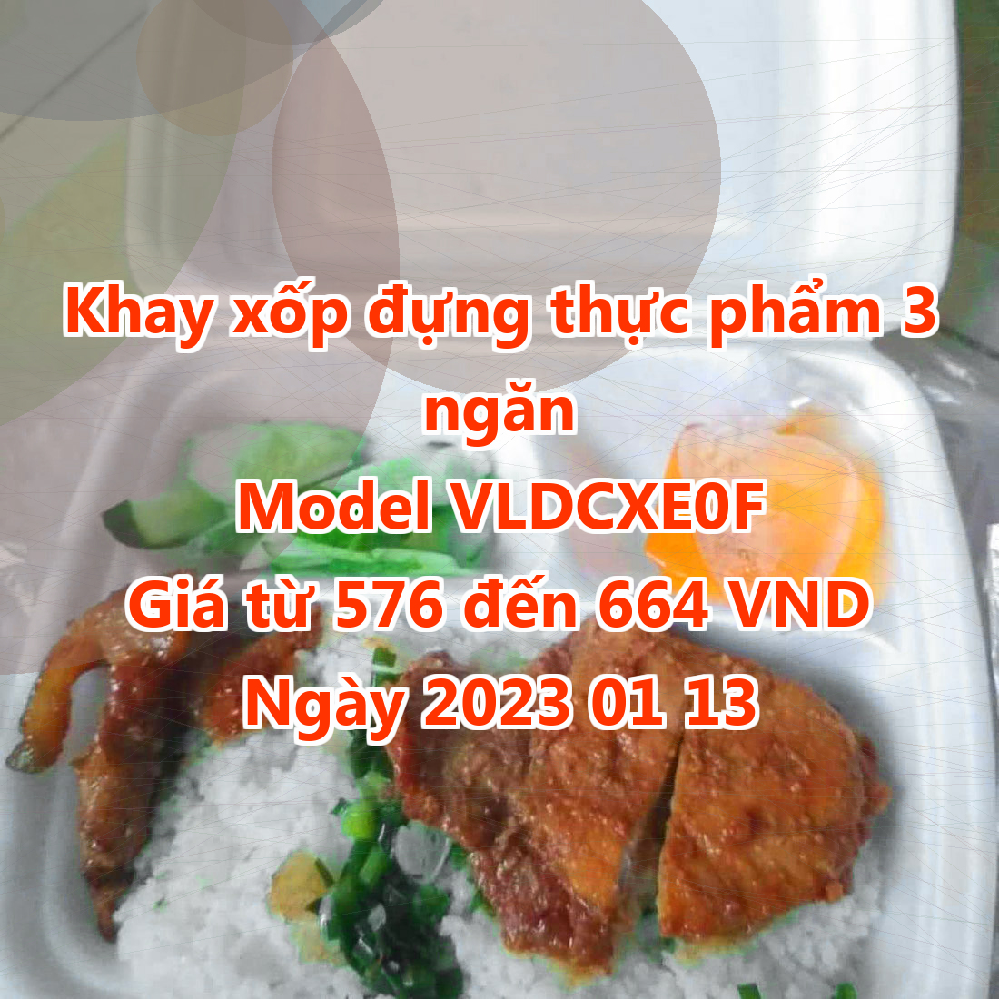 Khay xốp đựng thực phẩm 3 ngăn - Model VLDCXE0F