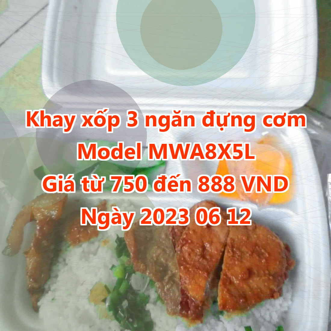 Khay xốp 3 ngăn đựng cơm - Model MWA8X5L